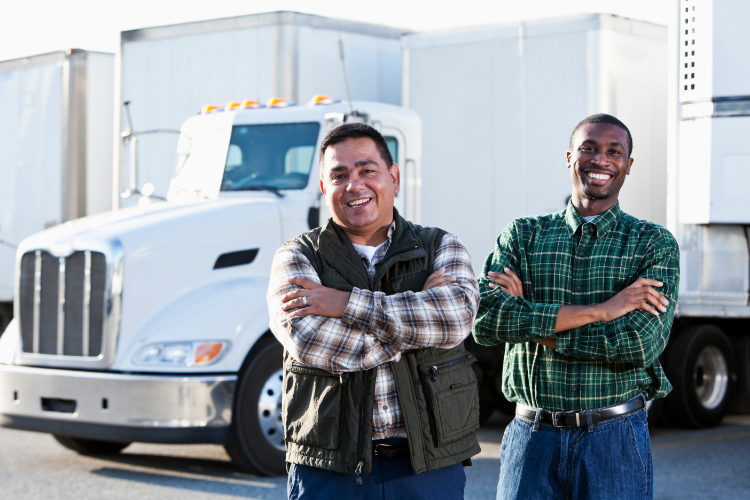 two men at semi truck parking in west palm beach fl