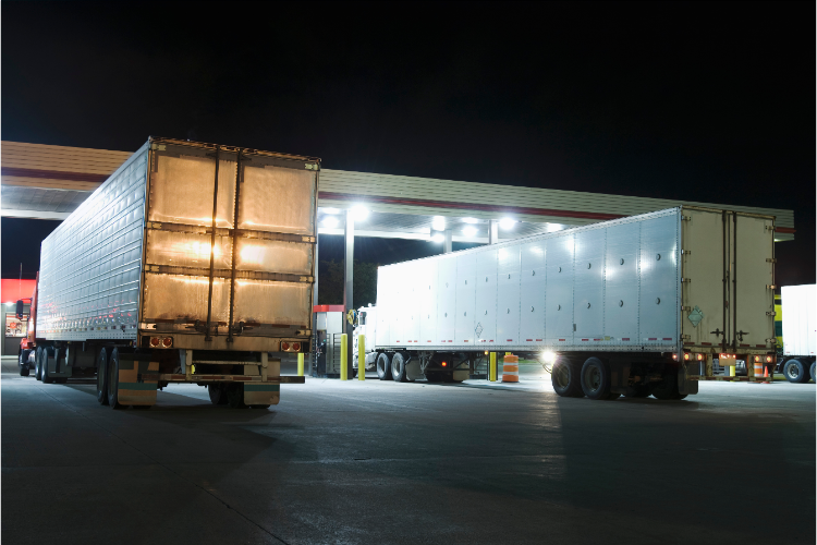 semi-trucks parked at truck stop