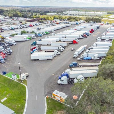 Truck Parking Aerial view of trucks