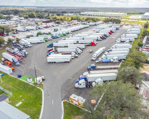 Truck Parking Aerial view of trucks