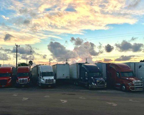 Trucks on the truck stop road
